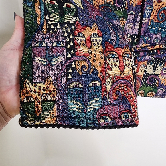 Parsley & Sage Colorful Cat Tapestry Blazer Jacket Large Grannycore Cottagecore - Picture 6 of 12